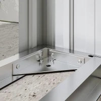 Legnaia con pavimento rialzato e tetto inclinato, in acciaio zincato 213x66,5x150cm Grigio