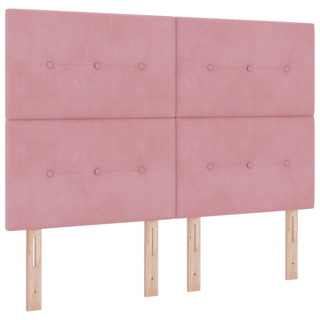 Letto Box Spring con Materasso e LED Rosa 140x190 cm Velluto
