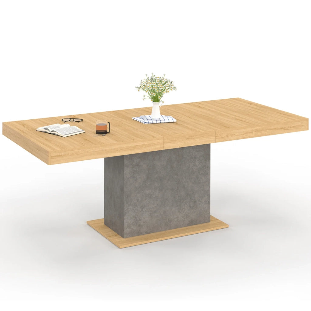 IDMarket - Tavolo da pranzo rettangolare allungabile EDEN 6-10 persone effetto legno e cemento 160-200 cm