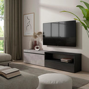 Mobile TV, 200x35x45cm, soggiorno, Per TV fino a 80", Mobile Soggiorno, grigio cemento RF2244