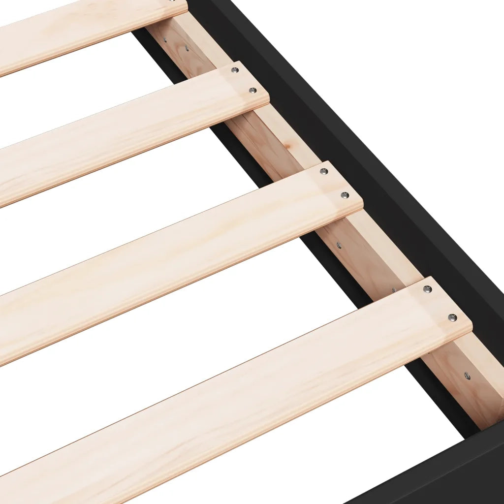 Letto singolo | Letto per adulti | Giroletto Nero 100x200 cm in Legno Multistrato