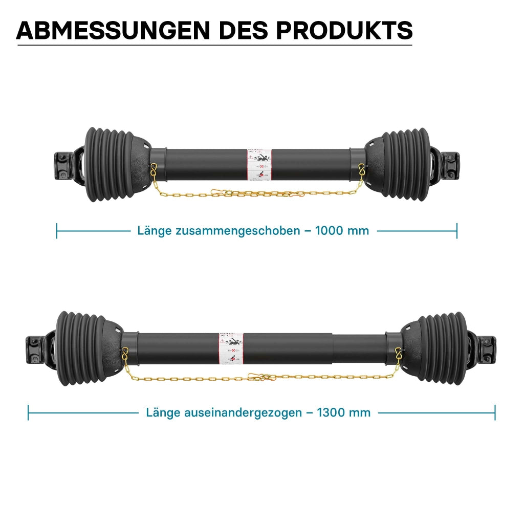 Albero cardanico T8 Giunto cardanico 1000-1100mm 1240Nm 540rpm Cardano 110kW 150CV 2x 1 3/8" 6 denti