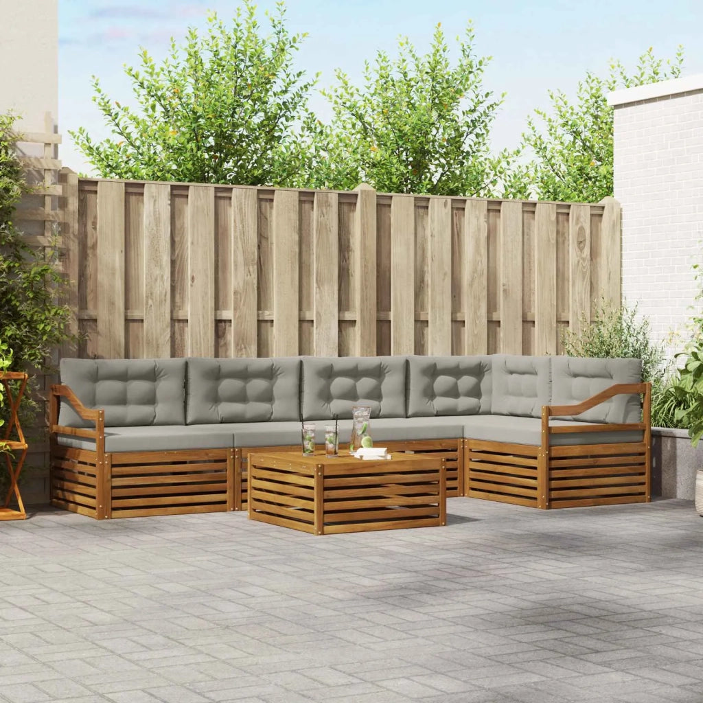 Set di divani da esterno 6 pcs Grigio Naturale e Chiaro