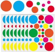 Sticker Ronde 224 Stuks - Sticker Colorati Adesivi Autoadesivi - Per Aula/Studio - 8 Fogli - Diversi Format/Materiali - Alta Qualità PVC-Papier