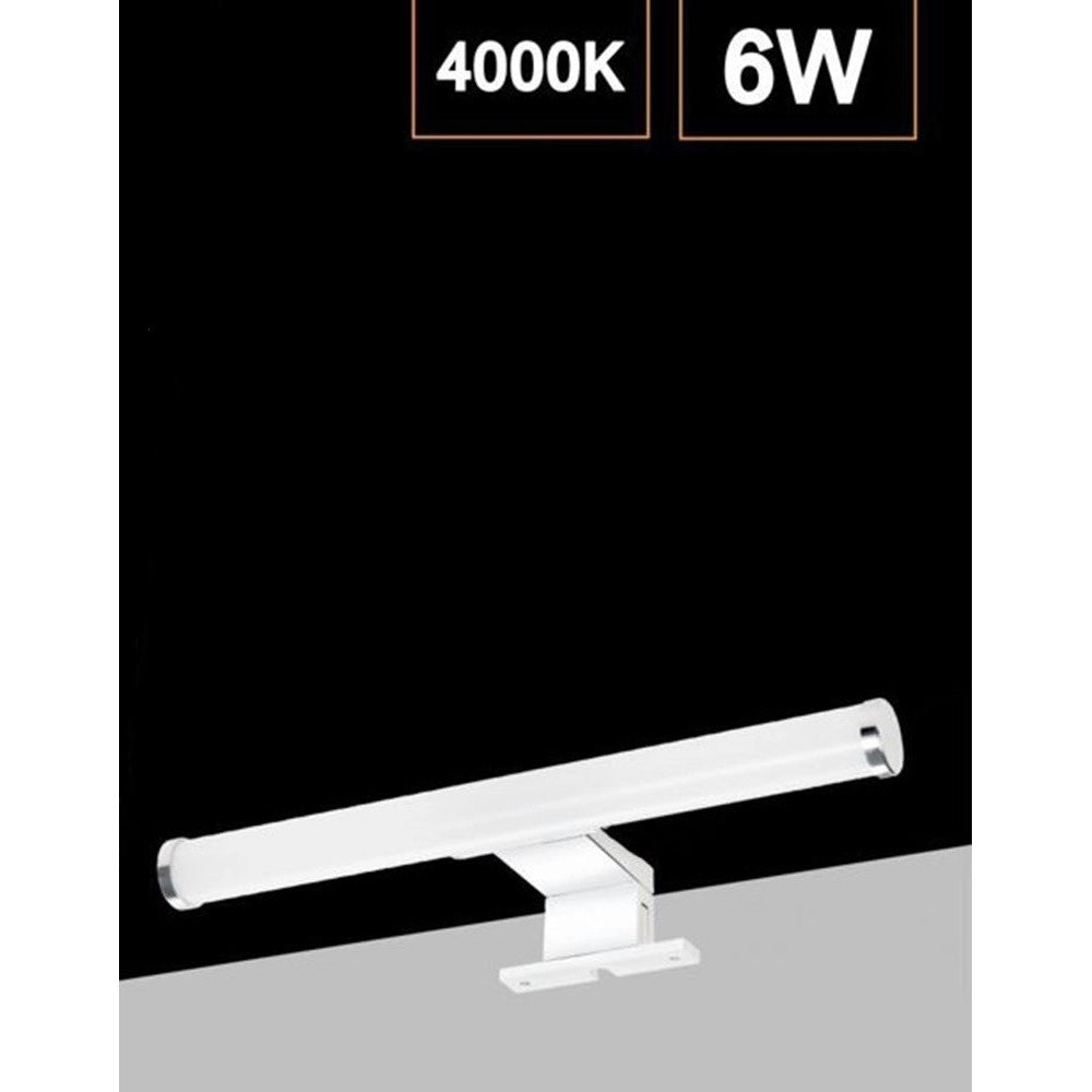 Trade Shop - Lampada Led Da Specchio 6w Bagno Luce 4000k Ip44 Tondo Argento Doppia Istallazione 400pc-an -