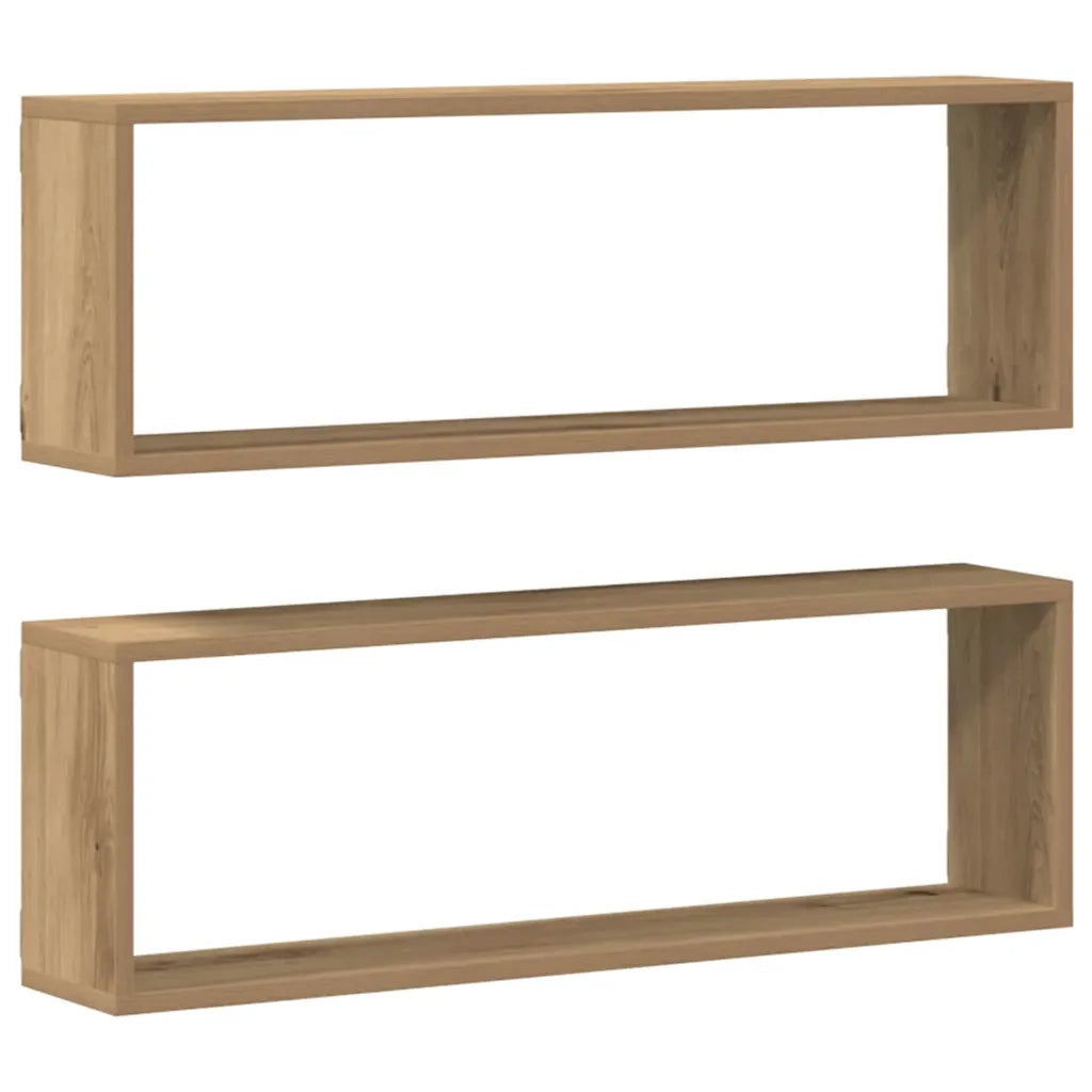 2 pz Scaffali da Parete | Mensola sospesa Rovere Artigianale 80 x 15 x 26 cm