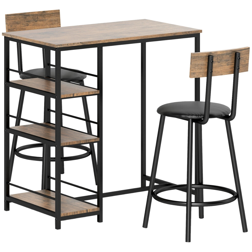 TAVOLO BAR Set da 3 pezzi 90x50x90,5 cm Rovere con 2 sgabelli