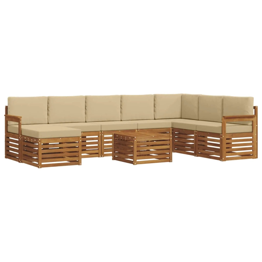 Set di divani da esterno con cuscino 9 pcs Naturale e Beige
