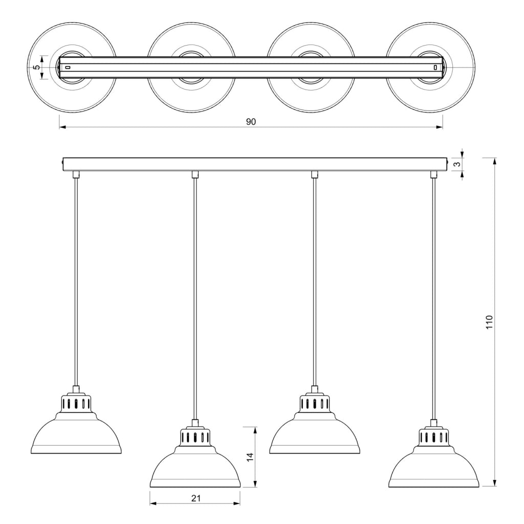 Lampada sospesa Sven 4xE27 bordeaux acciaio Luminex