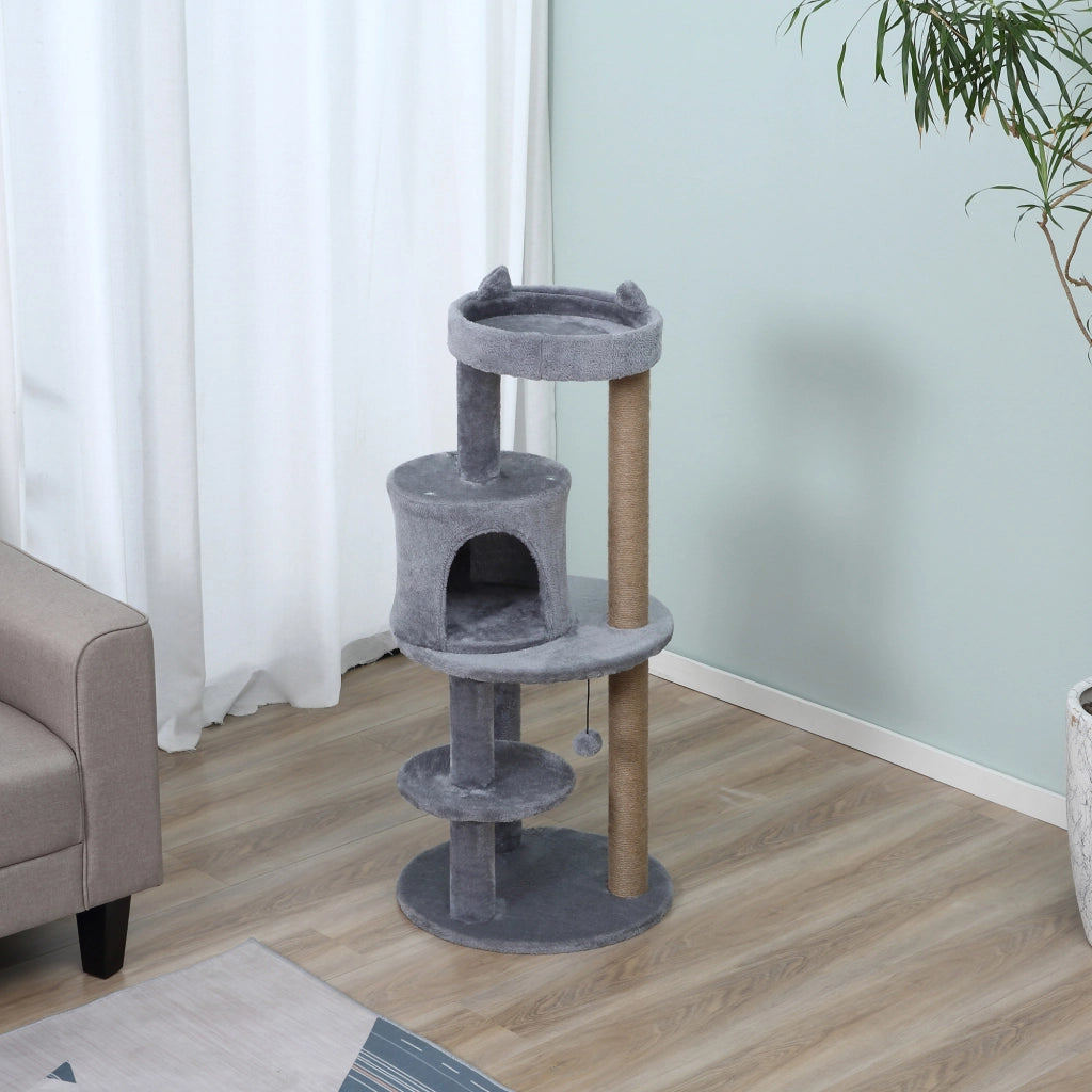 Albero per gatti con piattaforme, nicchia e graffiatoi ¨C zephmum ¨C grigio ?48x104 cm