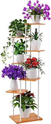 Rete di fiori in metallo - 7 livelli - adatto per interni ed esterni - bianco - 30 x 39 x 130 cm