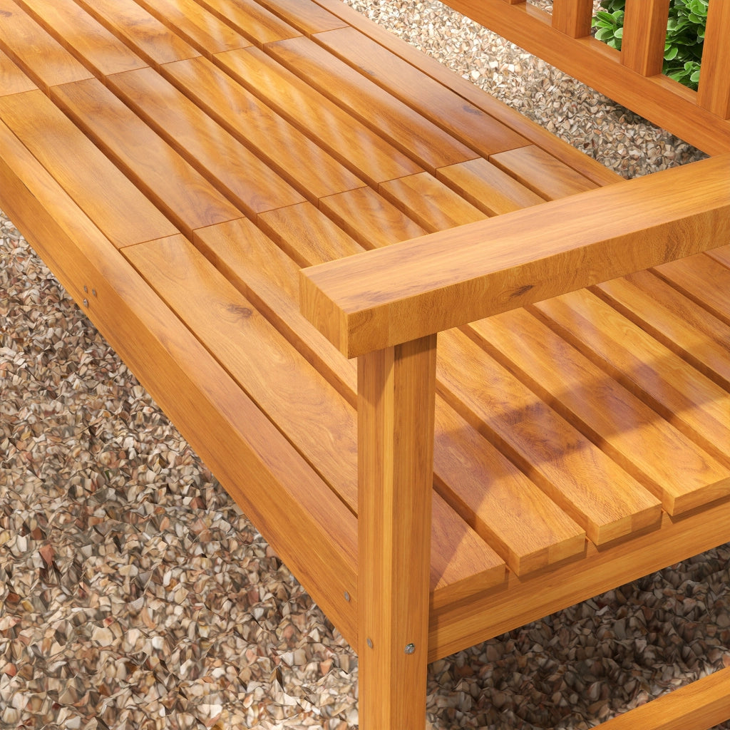 Panca da giardino con tavolo pieghevole ¨C Xylo ¨C legno massello marrone chiaro 153x56x91 cm