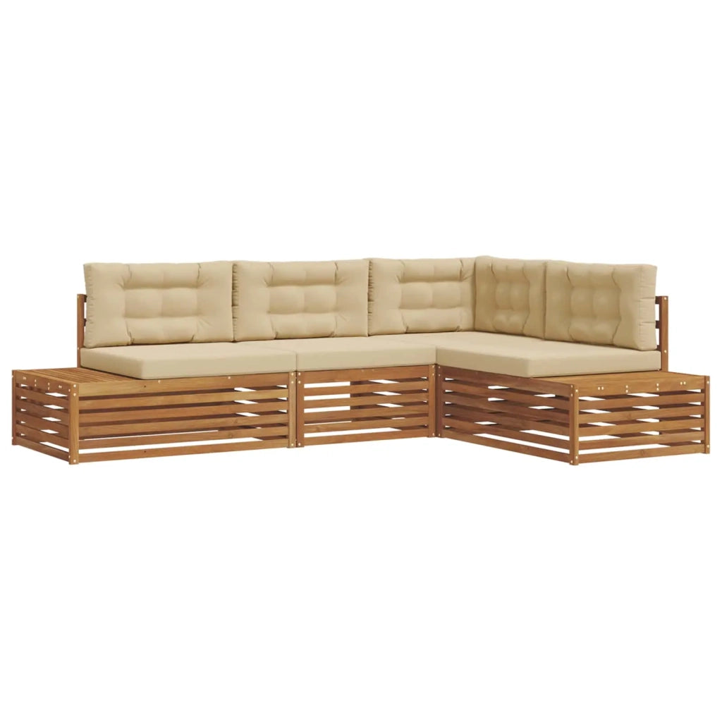 Set di divani da esterno con cuscino 4 Pezzo Naturale e Beige