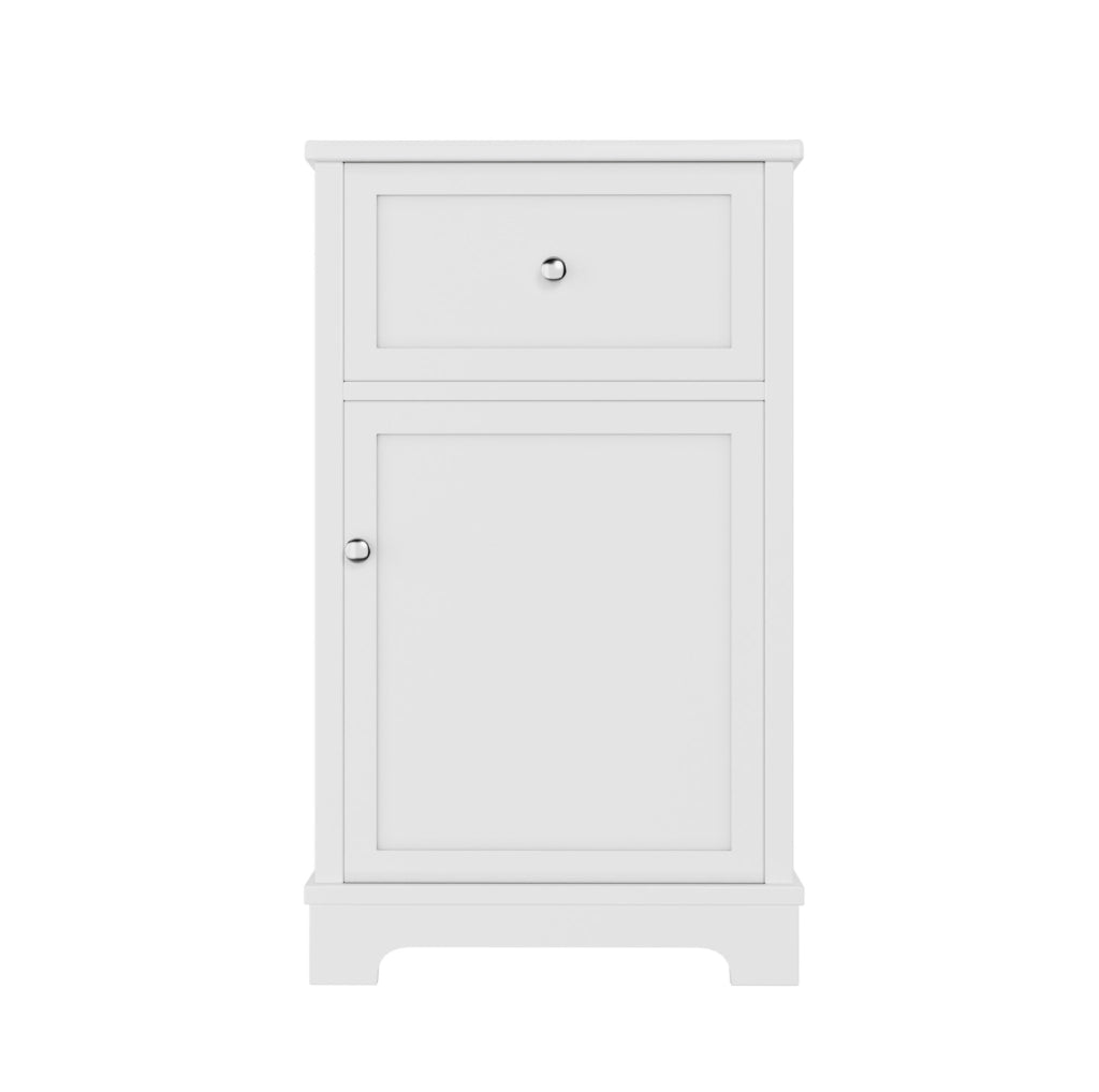 Mobile bagno con lavabo integrato in ceramica bianco, vano contenitore e ripiano regolabile
