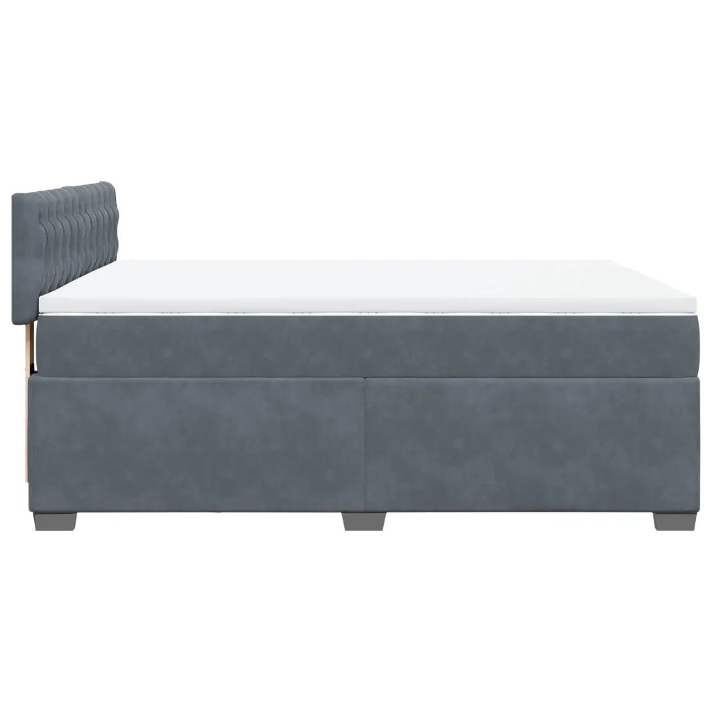 Giroletto a Molle con Materasso Grigio Scuro 140x190 cm Velluto