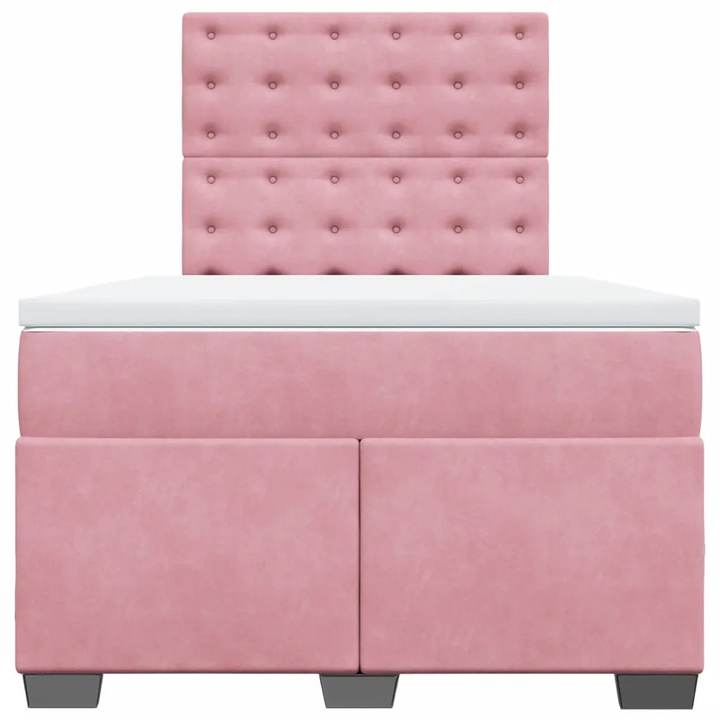 Giroletto a Molle con Materasso Rosa 120x200 cm in Velluto
