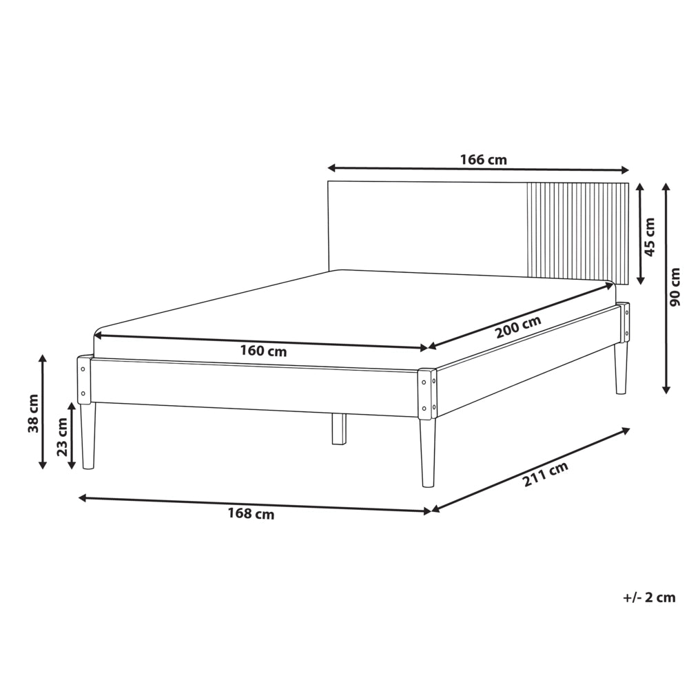 Letto con rete in legno di pino naturale color marrone chiaro, 160 x 200 cm, con testiera in stile scandinavo