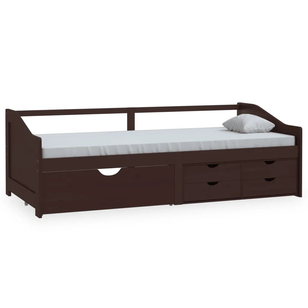 Divano Letto 3 Posti e Cassetti Marrone Scuro in Pino 90x200cm cod mxl 60528