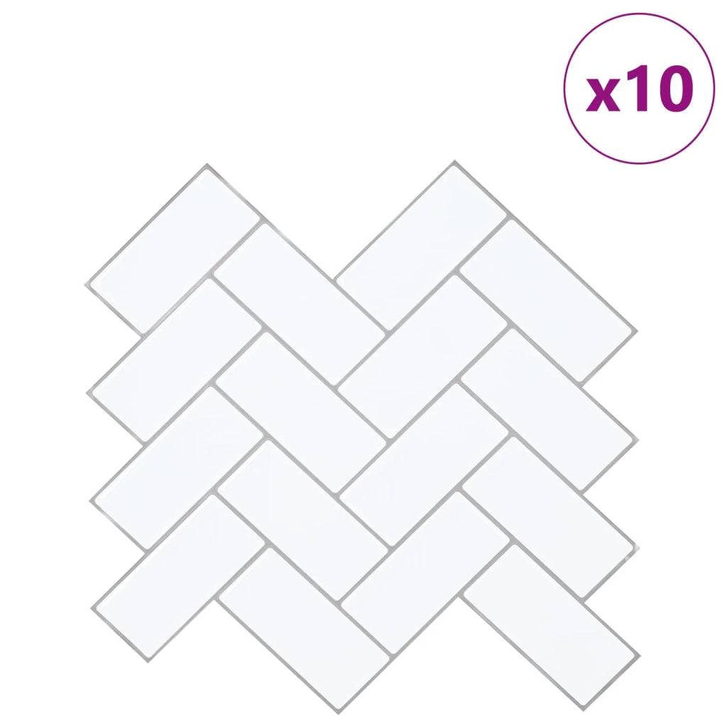 Piastrella a Spina di Pesce 10 pcs Bianco e Grigio 30 x 30 cm 42046180