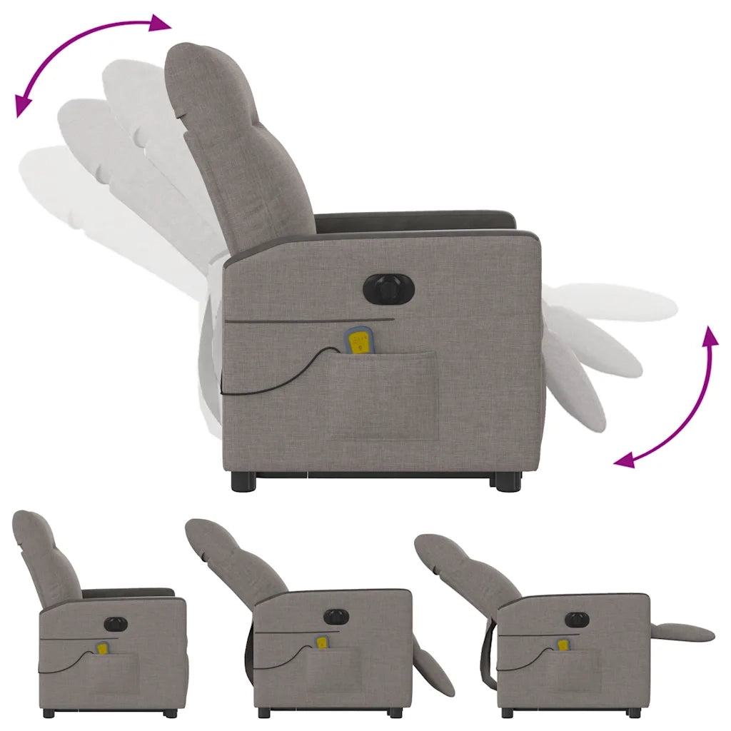 Poltrona Alzapersona Massaggiante Elettrica Tortora in Tessuto 3324078