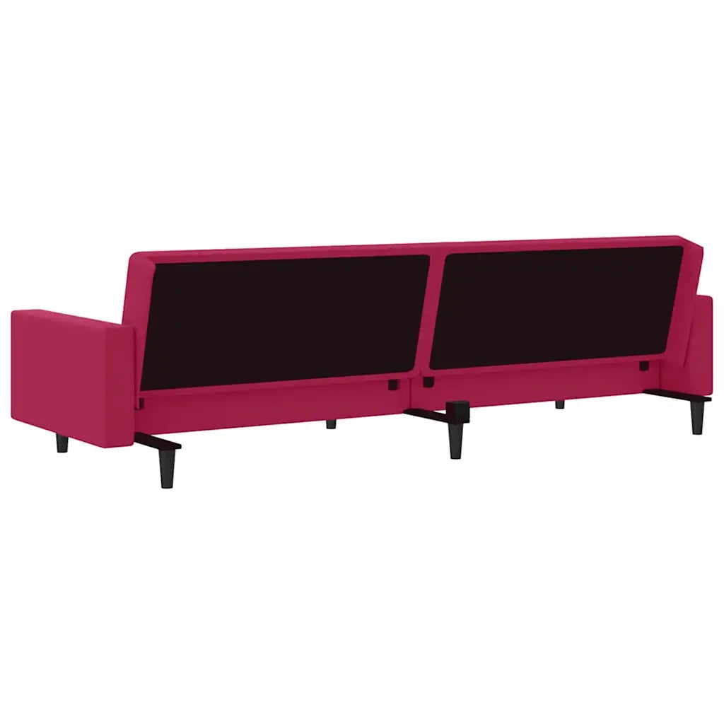 Divano Letto a 2 Posti Rosso Vino in Velluto 375942