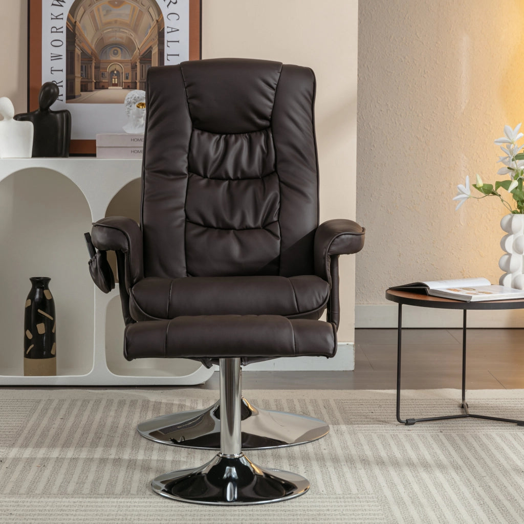 Poltrona Massaggiante con Poggiapiedi ¨C MINIMAL ¨C Similpelle Marrone, Relax Soggiorno