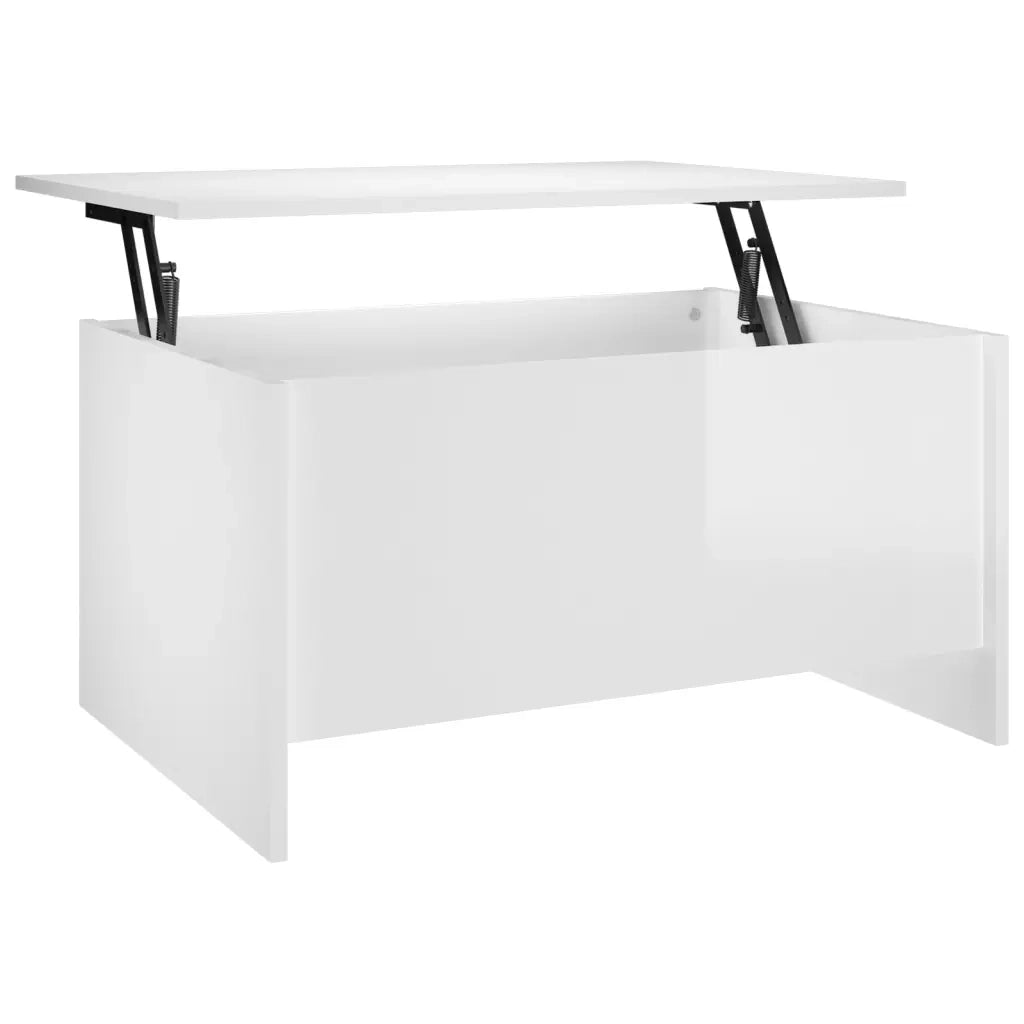 Tavolino Salotto Bianco Lucido 80x55,5x41,5cm Legno Multistrato 809680
