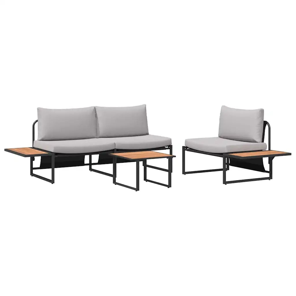 Set da Pranzo per Giardino 3 pz | Set Salotto da Giardino Grigio chiaro Acciaio