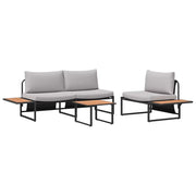 Set da Pranzo per Giardino 3 pz | Set Salotto da Giardino Grigio chiaro Acciaio