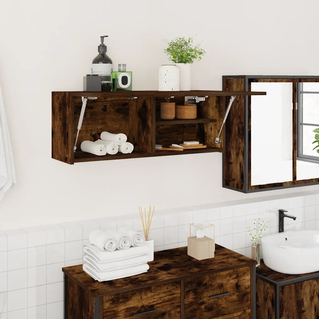 vidaXL Armadietto Bagno Rovere Fumo 80x25x30 cm in Legno Multistrato