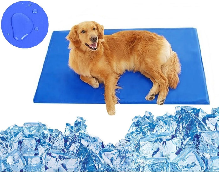AIO FACTORY 50x65 cm Tappetino rinfrescante in gel blu Letto per cani impermeabile
