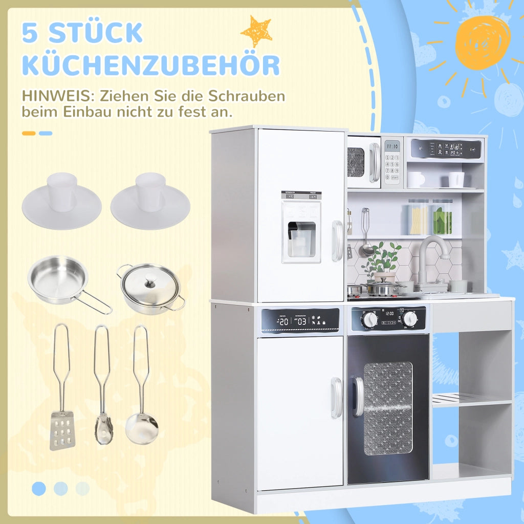 Cucina Giocattolo per Bambini con Elettrodomestici e Accessori ¨C zephmum ¨C Bianco