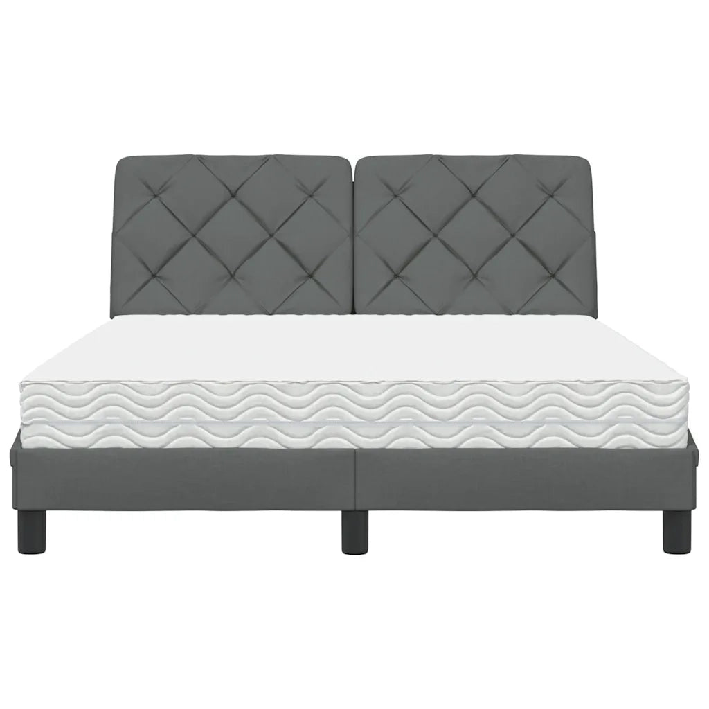 Letto con Materasso Grigio Scuro 140x200cm Tessuto 3310742