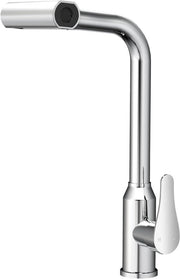 Uitschuifbare Keukenkraan a Alta Pressione con Doccia, con 4 Posizioni di Getto, Mengkraan Rotativa 360°, in Acciaio Inox Liscio Chiaro