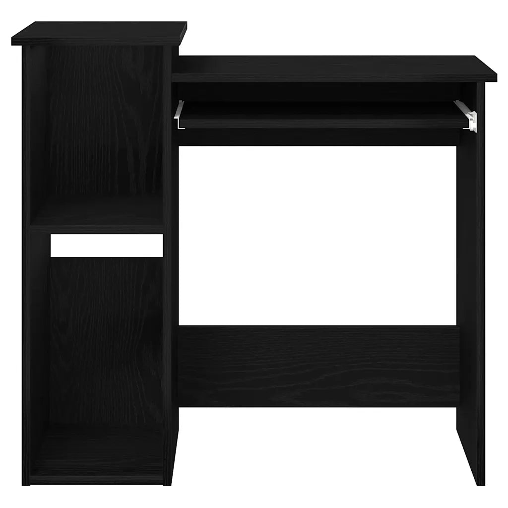 Scrivania | Tavolo da Ufficio con Mensole Nera 84x40x78 cm in Legno Multistrato
