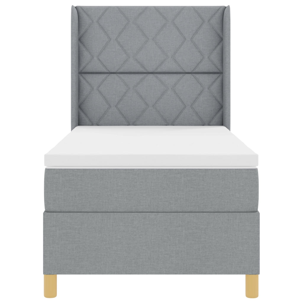 Letto a Molla con Materasso e Luce LED Grigio Chiaro 100x200 cm Tessuto