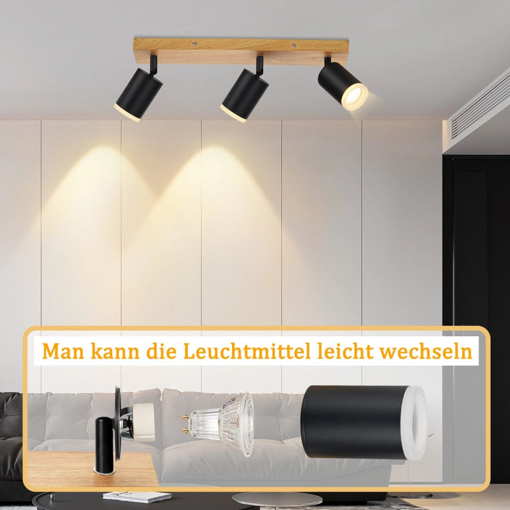 ZMH Faretto da soffitto LED 3 luci GU10 acrilico girevoli 350° per soggiorno
