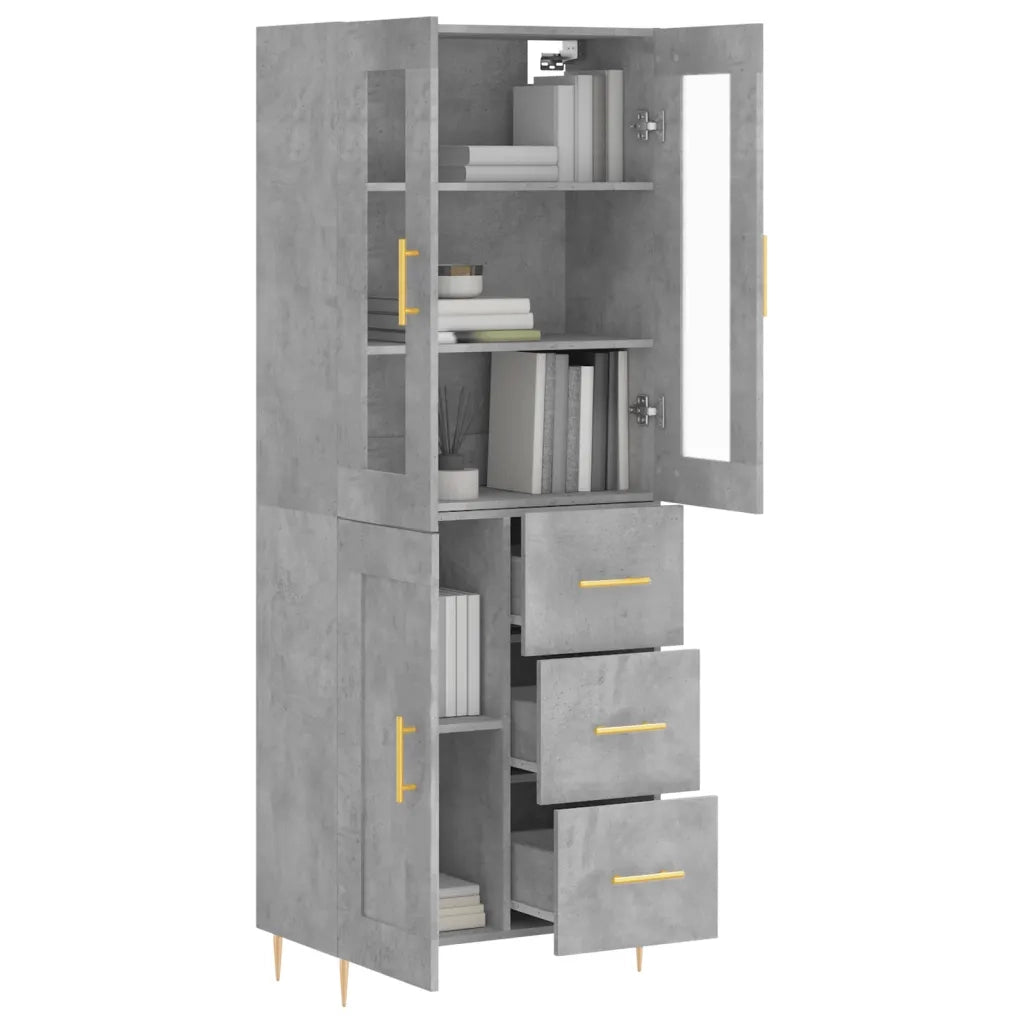 Credenza | Madia | Buffet da pranzo | Armadio da pranzo Grigio Cemento 69,5x34x180 cm in Legno Multistrato