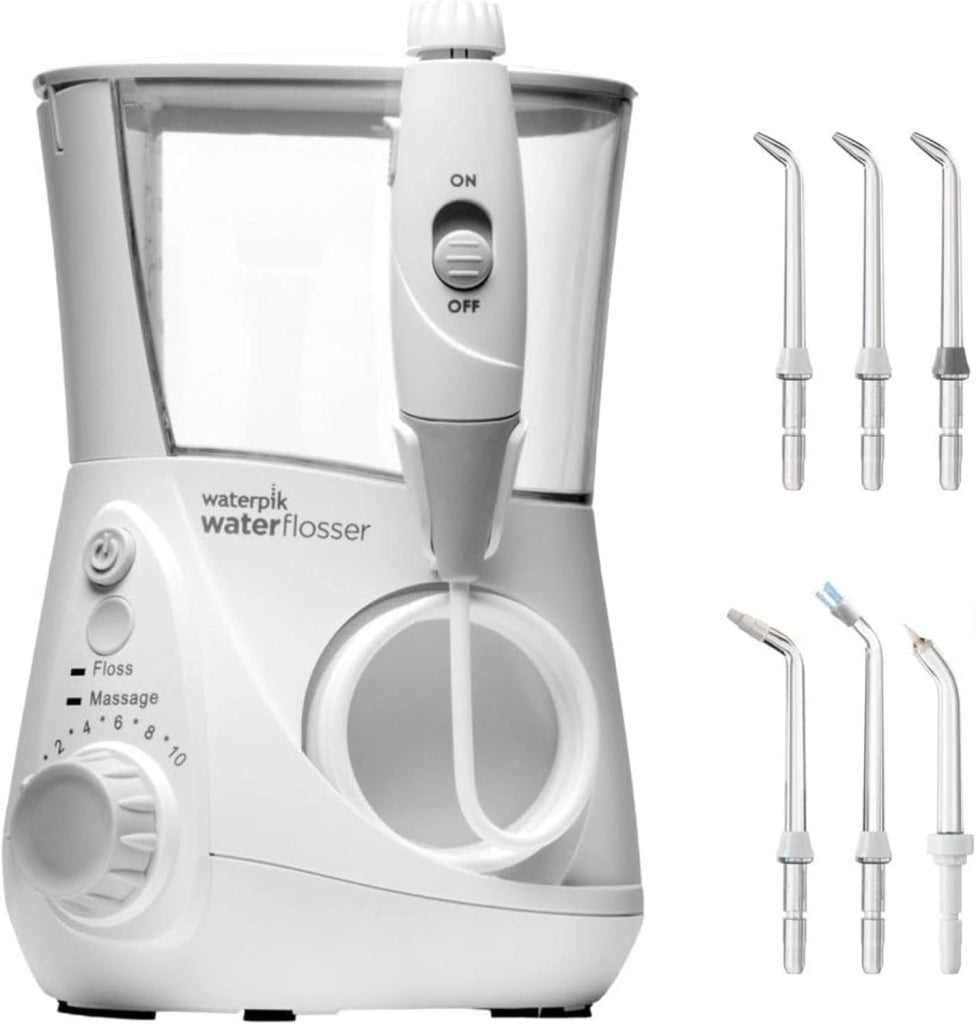 Idropulsore Dentale Ultra Professional con 6 Testine e Sistema Avanzato di Controllo della Pressione con 10 Impostazioni, Strumento di Rimozione della Placca Dentale, Bianco (WP-660EU)