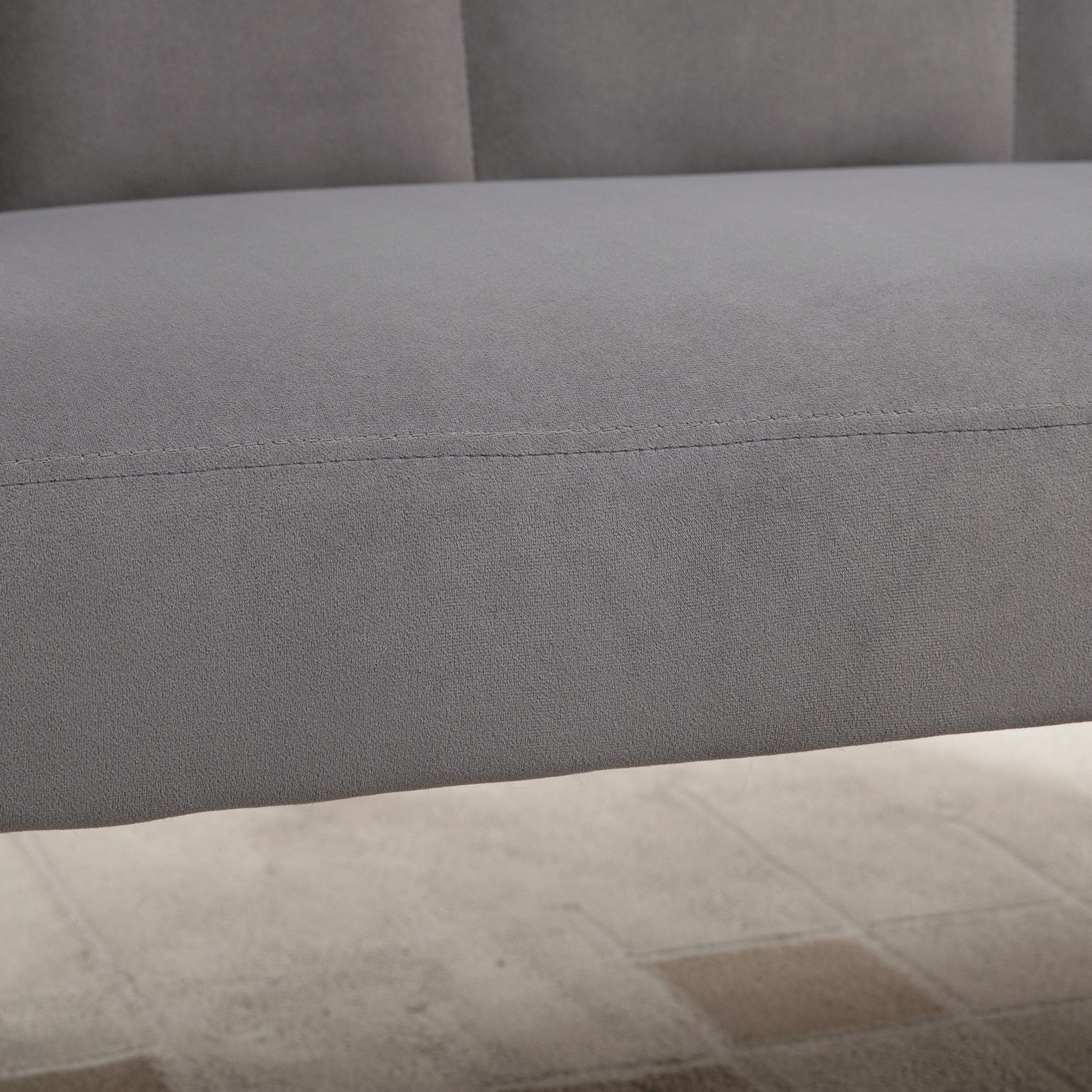 Divano 2 Posti con Gambe in Metallo 132x66x80 cm in Tessuto Vellutato Grigio