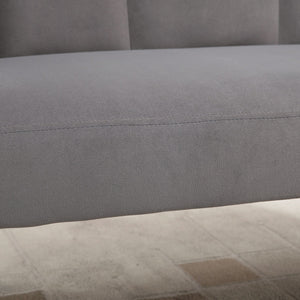 Divano 2 Posti con Gambe in Metallo 132x66x80 cm in Tessuto Vellutato Grigio