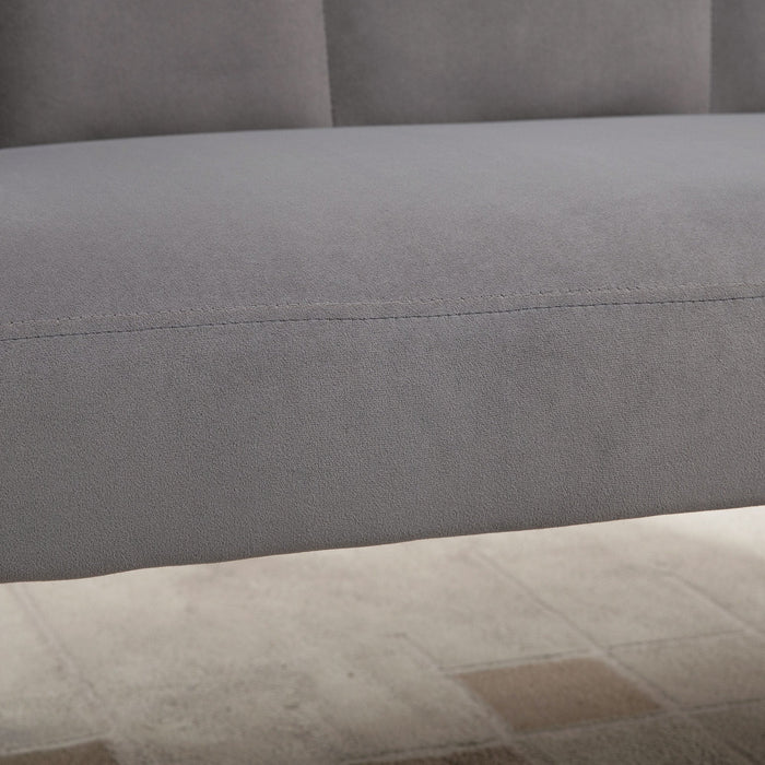Divano 2 Posti con Gambe in Metallo 132x66x80 cm in Tessuto Vellutato Grigio
