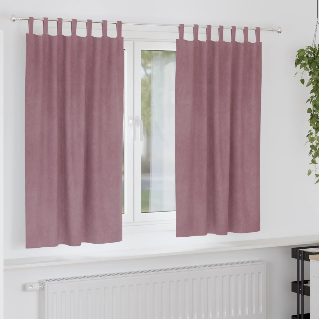 Tende oscuranti  con anelli di sospensione, 2 pezzi, velluto rosa scuro