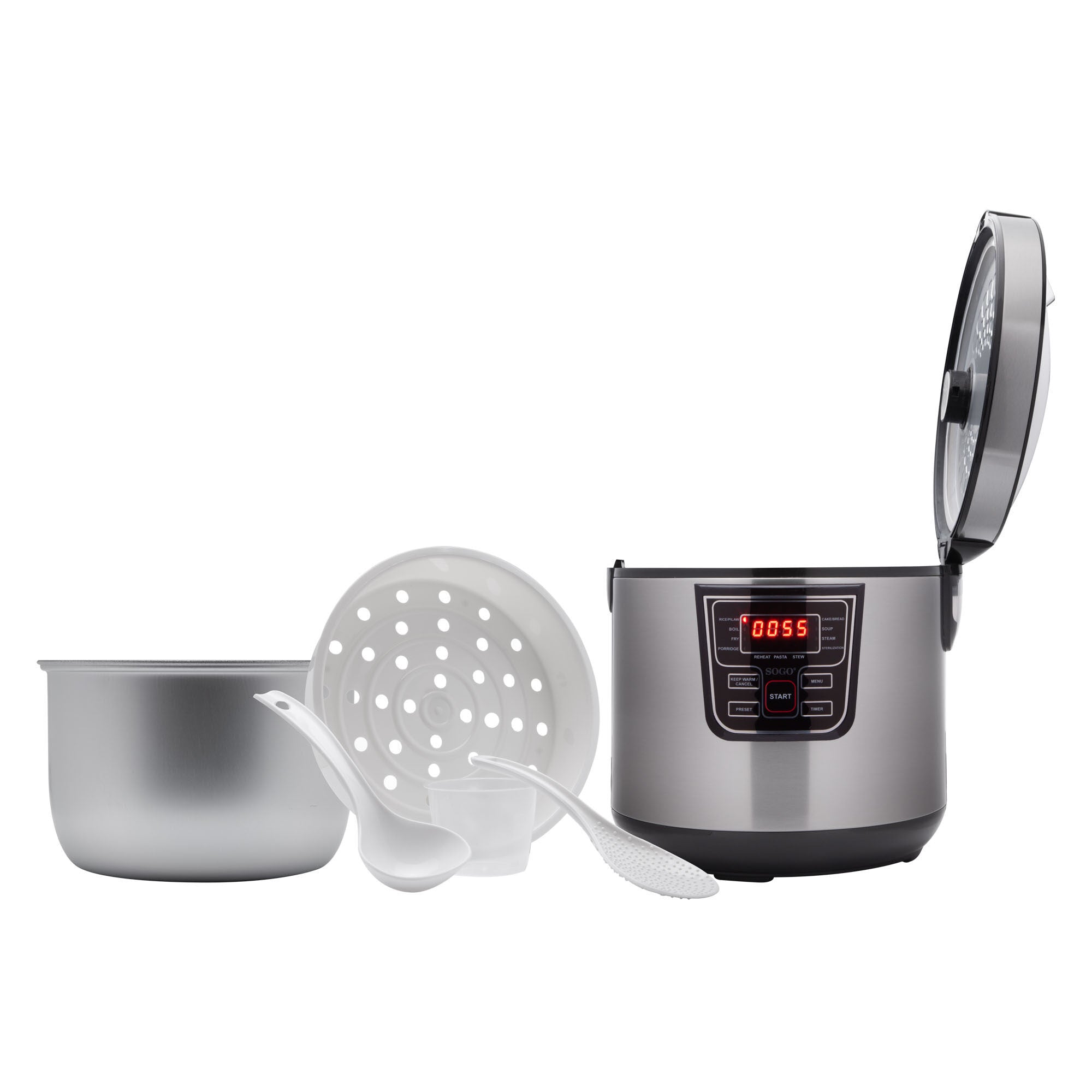 SOGO Robot da Cucina Multifunzione 5L – 11 Programmi, LCD, Timer, Antiaderente, Acciaio Inox, Cottura 3D, Accessori Inclusi