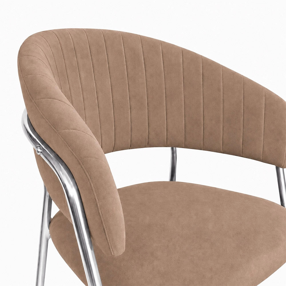 Set da 2 sedie Aurelia in velluto grigio tortora con gambe in ferro cromato