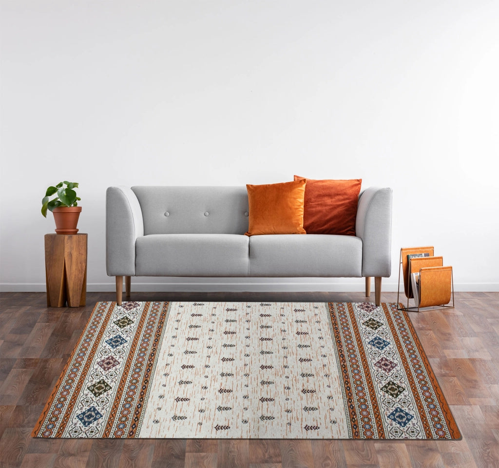 Tappeto Arredo Moderno Morbido in Ciniglia Ingresso Antiscivolo Prodotto Italiano  Soggiorno Camera Salotto Disegni Piazzati Cotone Varie Misure Grande Loom/Ruggine - 115x175 cm