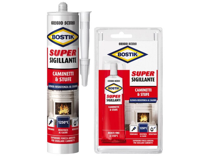 Mastice super sigillante Bostik per caminetti e stufe, grigio scuro - 100 g