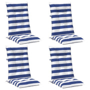 Cuscino da Esterno 4 pz | Cuscini per sedie Blu e Bianco 120 x 50 x 7 cm Tessuto