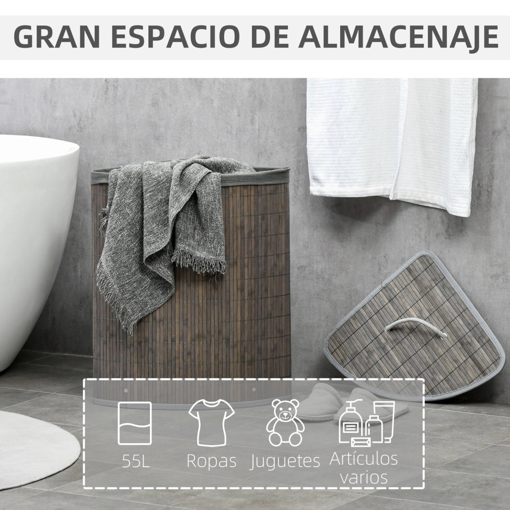 Cesto Portabiancheria Bamb¨´ ¨C Xylo ¨C 55L Grigio 38x38x57cm