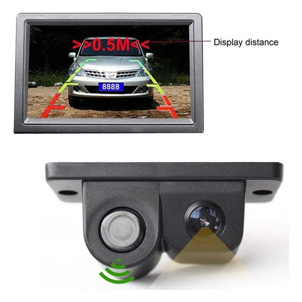 Trade Shop - Retrocamera Ac 201 Hd Telecamera Posteriore Sensore Parcheggio 2in1 Angolo 120° -
